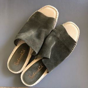 Open toe green sandals